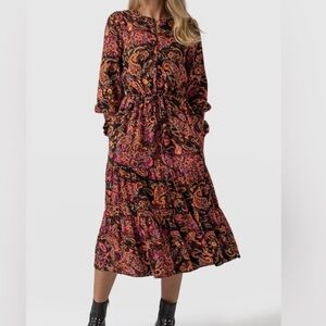 Saint + Sophia midi paisley dress size 10